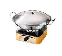 Chafing Dish Réchaud à Alcool en Acier Inoxydable, brûleur à Esprit léger et Portable, 1 pièce, Structure de tiroir for Pique-Nique à la Maison Chauffe Plat(Gold+lid 4,24cm)
