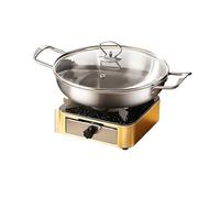 Chafing Dish Réchaud à Alcool en Acier Inoxydable, brûleur à Esprit léger et Portable, 1 pièce, Structure de tiroir for Pique-Nique à la Maison Chauffe Plat(Gold+lid,24cm)