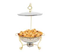 Chafing Dish Récipient chauffant en acier inoxydable 6 l avec pieds pliables pour buffets, fêtes de famille, banquets, mariages 43 x 43 x 67 cm Rond