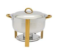 Chafing Dish - Rond - En acier inoxydable - 5 l - Pour buffet, restauration, restauration - Doré