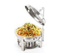 Chafing Dish Rond pour Traiteur, Chauffe-Plat en Acier Inoxydable 7,5 l, Chauffe-Plats pour buffets, fêtes, événements, Mariages, Camping, dîners