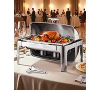 Chafing Dish Set - Chauffe-plats inox 8,5L - 1 récipient Rolltop argent - Récipient chauffant de haute qualité - Buffet Catering Aides de cuisine