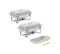 Chafing Dish - set de 2 - GN 1/1 - 2 x 7,5 l - 2 bruleurs à pâte - Royal Catering