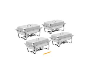 Chafing Dish - set de 4 - GN 1/1 - 4 x 7,5 l - 4 bruleurs à pâte - Royal Catering