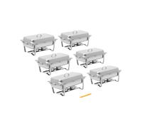 Chafing Dish - set de 6 - GN 1/1 - 6 x 7,5 l - 6 bruleurs à pâte - Royal Catering