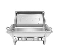 Chafing Dish Set de 9 l en acier inoxydable, chauffe-buffet avec bain d'eau et 2 récipients de pâte combustible, chauffe-plats avec cadre pliable et poignées isolées thermiquement pour buffet