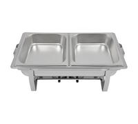 Chafing Dish Set de chauffe-plats 6 l Argenté 60 x 34,5 cm | Chafing Dish - Fer argenté - 4 kg - 6 l - 2 récipients - 60 x 34,5 x 30 cm - Chauffe-plats pour bain d'eau, buffet