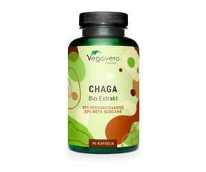 Chaga BIO Vegavero® | 12.000 mg de Poudre (1200 mg d'Extrait 10:1) | 40% Polysaccharides & 30% Bêta-Glucanes | 120 Gélules | Sans Additifs & Vegan