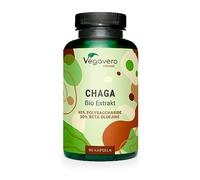 Chaga BIO Vegavero® | 6000 mg de Poudre (600 mg d'Extrait 10:1) | Avec 40% Polysaccharides & 30% Bêta-Glucanes | Sans Additifs & Sans OGM | 3 Mois d’Approvisionnement (90 Gélules) | VEGAN
