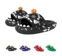 Chagoo Pantoufles de requin lumineuses d'Halloween, toboggans de requin de Noël, toboggans de requin effrayants brillent dans le noir pour hommes et femmes (Noir, 42-43EU)