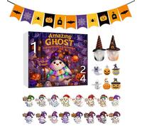 Chaies Compte à rebours d'Halloween 24 pièces | Calendrier de compte à rebours fantôme - Ornement acrylique 2D pour la décoration d'Halloween pour filles et adultes ainsi que pour arbre et fête