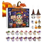 Chaies Compte à rebours d'Halloween - Motif 24 pièces - Calendrier de compte à rebours d'Halloween - Ornement acrylique 2D pour la décoration pour filles et adultes ainsi que pour arbre et fête