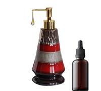 Chaies Distributeur de Savon à Main | Distributeur de Savon pour Cuisine Style Rétro,Flacon en Céramique Rechargeable avec Support Étanche | pour Lotion Huile Douche Table de Toilette Décoration