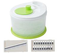 Chaies Essoreuse à salade multifonction 2 en 1 Ensemble d'ustensiles de cuisine Passoire à fruits et hachoir Ustensiles de cuisine Sèche-salade avec entraînement à manivelle, râpe de cuisine Mandoline