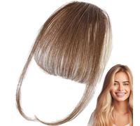 Chaies Extensions de cheveux humains à clipser - Frange française sur frange artificielle - Couleur naturelle - Extensions de cheveux élégantes avec frange soignée pour filles