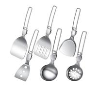 Chaies Jeu d'Ustensiles de Camping | 6 Pièces Cuillère Soupe Ustensiles Voyage Pliants,Outils Culinaires avec Sac de Rangement pour Cuisiner en Extérieur Maison et Voyage