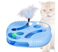 Chaies Jouet à plateau tournant pour chat avec balles - Balles d'exercice Teaser, chemins de roulement interactifs pour chatons, plateau de jeu creux, jouet pour chat avec plume taquineuse pour chats