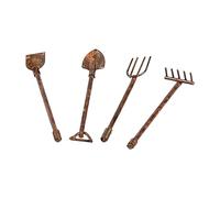 Chaies Lot de 4 Petits Outils agricoles pour Maison de, râteau à l'échelle 1:12, pour la décoration d'une scène de Maison de fées