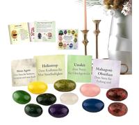 Chaies Pierre de Motivation - 12 Pièces Pierres Naturelles,Décoration Commémorative avec Carte pour Fête Anniversaire Scolaire Table Classe Remise des Diplômes,Cadeau Chance Anniversaire Diplôme