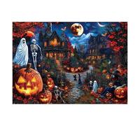 Chaies Puzzle maison effrayante grand format avec motifs Halloween | Jeu de société interactif pour loisirs, fêtes, vacances, décoration d'automne, fête de famille, jeux de fête