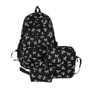 Chaies Sac À Dos Scolaire Femme Ergonomique Ensemble 3 En 1 Avec Trousse - Design Mignon Nœuds Papillons, Grande Taille Léger - Nylon Pour Étudiant, Professeur, Loisirs, Avion