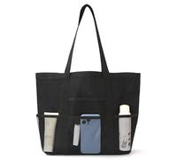 Chaies Sac de plage pour femme - Grand sac de piscine - Sac de sport imperméable avec grande capacité pour serviette et crème solaire, Noir , Voir description