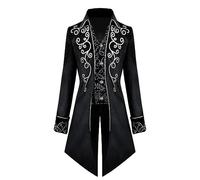 Chaies Veste Steampunk Homme, Manteau médiéval Veste victorienne Hommes, Steampunk Vintage Tailcoat, Veste Pirate, Manteau Renaissance, Veste Steampunk pour Homme