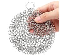 Chain Mail Scrubber, 2 Pack Stainless Steel Cast Iron Cleaner With Scraper, Heavy Duty Chainmail Scrubber For Skillets, Griddles, Woks, Dutch Ovens & BBQ Grills - Rustproof, Dishwasher Safe