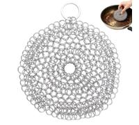 Chain Mail Scrubber, 2 Pack Stainless Steel Cast Iron Cleaner With Scraper, Heavy Duty Chainmail Scrubber For Skillets, Griddles, Woks, Dutch Ovens & BBQ Grills - Rustproof, Dishwasher Safe