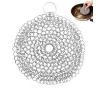Chain Mail Scrubber Cast Iron - Removes Stubborn Residues Without Damage | Heavy Duty Deep Cleaning Stainless Steel Pan Scrubber Durable Mesh Robust Design | For Cookware Frying Pans, Skillets