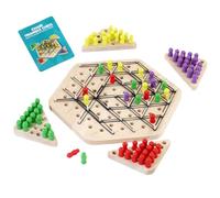 Chain Triangle Chess, Thickened Wood Rubber Band Board Game with Chessboard Chassis Pieces, Desktop Family Interaction Game for 2-4 Players, Fun Educational Party Entertainment