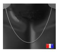 Chaine 55cm en argent massif 925 rhodiée maille figaro 1+1 moyenne fine 1.8mm