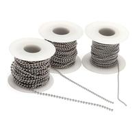 Chaîne à billes en acier inoxydable, fournitures de fabrication bijoux vrac, 5 rouleaux 1, mm, 2,4, chaîne perlée for colliers et étiquettes, 10 mètres par rouleau(2.4mm chains)
