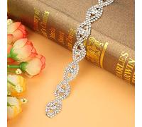 Chaîne à Griffes en Ruban de Strass étincelant bling rhinestone applique 1 Mètre ruban strass argenté Largeur de 1,5 Cm, Coupée à Longueur, Durable, pour Diamantes de imitación