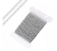 Chaîne à Maillons de 10m, 2 mm, Acier Inoxydable Argentée, Rouleau | Chaîne de Bijoux Vendue à Découper, Chaîne à Maillons en Acier Inoxydable, pour Colliers, Bracelets, Pendentifs et Bijoux DIY