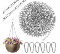 Chaîne à maillons en acier inoxydable, 10 m, 1,5 mm, chaîne en métal à suspendre, chaîne d'ancre pour linge et chiens