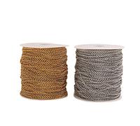 Chaîne à maillons torsadés en acier inoxydable 304 soudés de 60 m - 4 x 3 x 0,6 mm - Chaîne à maillons croisés - Plaqué or et argent - Avec bobine pour fabrication de bijoux