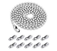 Chaîne à Rouleaux Perlée, Chaîne de Boule Acier Inoxydable, 3 Mètres 4 mm de Diamètre de Chaîne Boule, Chaîne à Rouleaux Perlée avec 10 Connecteurs Correspondants, Pour Fabrication de Bijoux