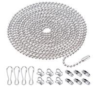 Chaîne à Rouleaux Perlée de 2.4mm, 15 Mètres Chaîne à Maillons en Acier Inoxydable avec 150 Connecteurs Correspondants pour Fabrication de Bijoux, Collier, Bracelet, Artisanat (Argent)