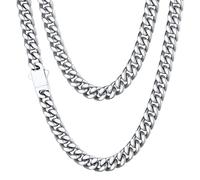 Chaine Acier Inoxydable Homme Cubaine 51 cm Collier Acier Massif Maille Ras de Cou Gourmette Femme Ras de Cou Gros Cadeau Fêtes Pères Noël Choker Hip Hop Rappeur 64g