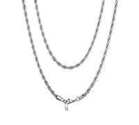 Chaine Acier Rope Homme 55 cm Collier Maille Corde pour Pendentif 3 mm Chaîne Torsade Hip Hop pour Rappeur Inoxydable