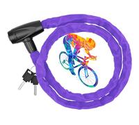 Chaîne Antivol Vélo, Husgw Chaînes Antivol avec 2 Clés, Cadenas Antivol Vélo Scooter avec Couvercle Etanche, Cadenas de Chaîne pour Bicyclette, Moto, Trotinette (Violet, 4 * 1200 mm)