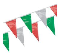 Chaîne avec fanions en plastique 4 m vert/blanc/rouge imperméable