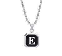 Chaîne avec pendentif en forme de lettres de l'alphabet - En acier inoxydable - Avec monogramme de A à Z - 50 cm - Pour homme et adolescent - Cadeau d'anniversaire, Acier inoxydable, Pas de gemme
