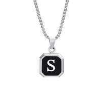Chaîne avec pendentif en forme de lettres de l'alphabet - En acier inoxydable - Avec monogramme de A à Z - 50 cm - Pour homme et adolescent - Cadeau d'anniversaire, Acier inoxydable, Pas de gemme