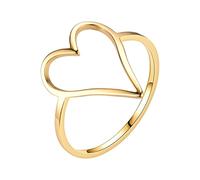 Chaîne Bagues Bague Femme Simple Bague Ne Perd Pas La Couleur Coupe Anneau En Forme De Coeur 2 Anneaux Mors, 7, Métal, Pas de pierre précieuse