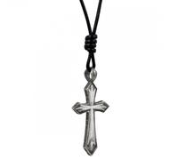 chaîne cai men avec pendentif en argent massif 925 oxydé croix bracelet cuir ...