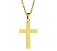 Chaîne chrétienne pour homme, collier de chaîne religieuse, collier de chaîne de bijoux tendance, collier religieux bijoux chrétiens, pendentif verset biblique en acier inoxydable pour homme et homme