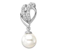 Chaîne coulissante en or blanc 14 carats avec diamants polis et perles de 8 mm pour homme et femme
