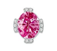 Chaîne coulissante en or blanc 14 carats de 11 mm avec saphir rose et diamant pour homme et femme